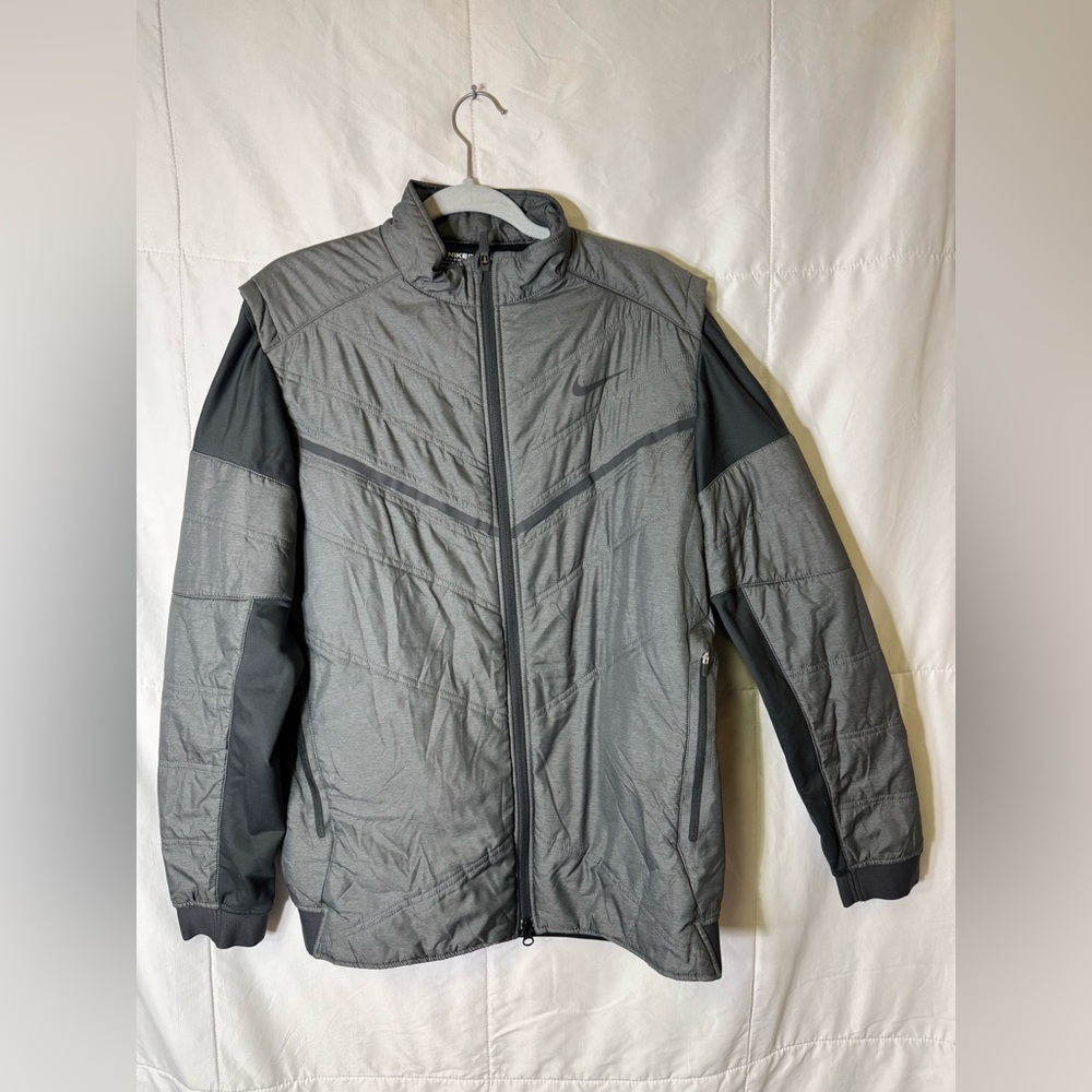 Nike Golf Therma-Fit Quilted Full‎ Zip Jacket Men’s Medium Gray Black